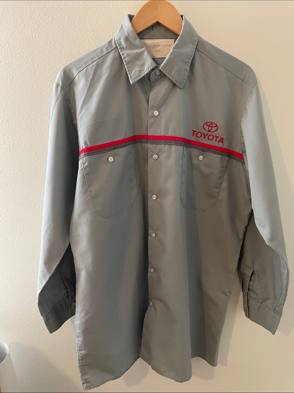 Toyota Men's Grey Work Shirt with Red Trim